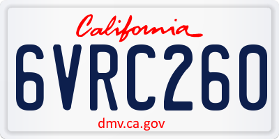 CA license plate 6VRC260