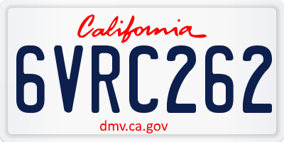 CA license plate 6VRC262