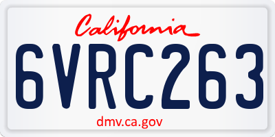 CA license plate 6VRC263