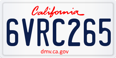 CA license plate 6VRC265