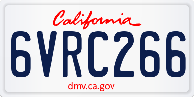 CA license plate 6VRC266