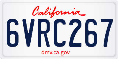 CA license plate 6VRC267