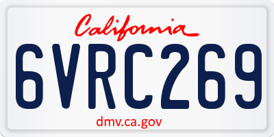 CA license plate 6VRC269