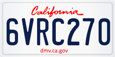CA license plate 6VRC270