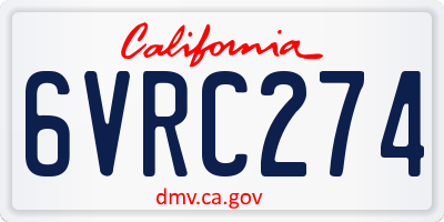 CA license plate 6VRC274