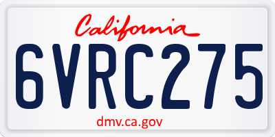 CA license plate 6VRC275