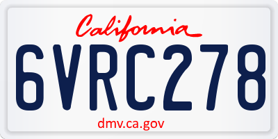 CA license plate 6VRC278
