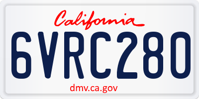 CA license plate 6VRC280