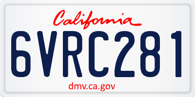 CA license plate 6VRC281