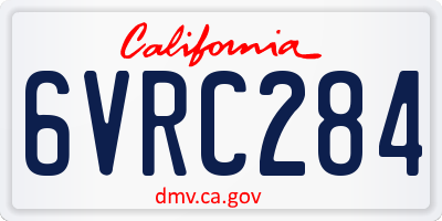 CA license plate 6VRC284