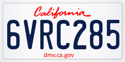 CA license plate 6VRC285