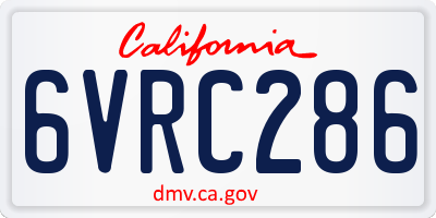 CA license plate 6VRC286