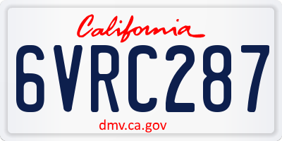 CA license plate 6VRC287