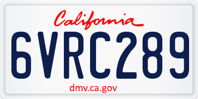CA license plate 6VRC289