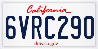 CA license plate 6VRC290