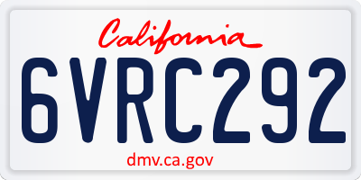 CA license plate 6VRC292