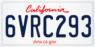 CA license plate 6VRC293