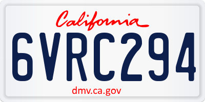 CA license plate 6VRC294
