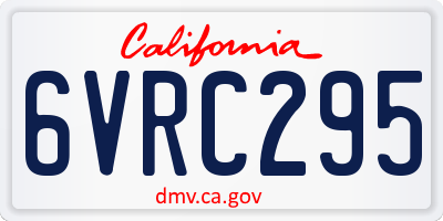 CA license plate 6VRC295