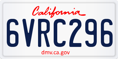 CA license plate 6VRC296
