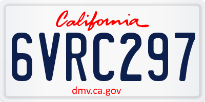 CA license plate 6VRC297