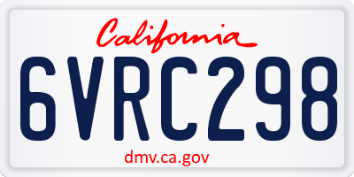 CA license plate 6VRC298