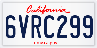 CA license plate 6VRC299