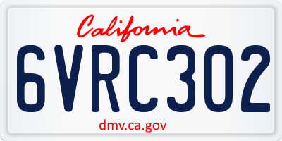 CA license plate 6VRC302
