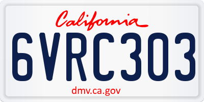 CA license plate 6VRC303