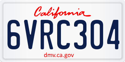 CA license plate 6VRC304