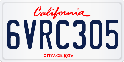 CA license plate 6VRC305