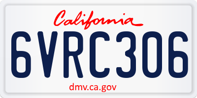 CA license plate 6VRC306