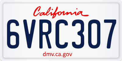 CA license plate 6VRC307