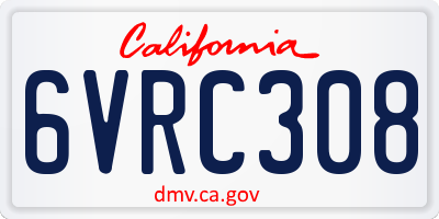 CA license plate 6VRC308