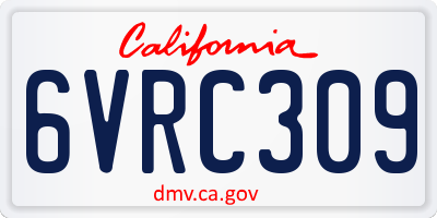 CA license plate 6VRC309