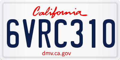 CA license plate 6VRC310