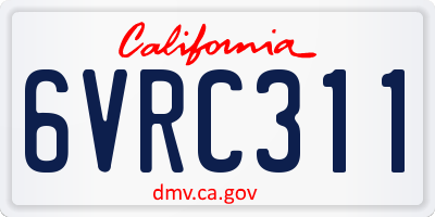 CA license plate 6VRC311
