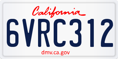 CA license plate 6VRC312
