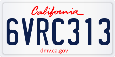 CA license plate 6VRC313