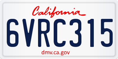 CA license plate 6VRC315