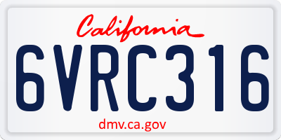 CA license plate 6VRC316