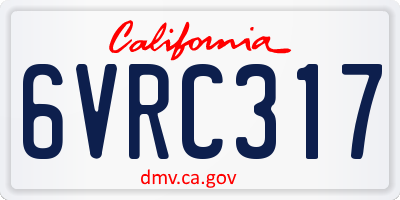CA license plate 6VRC317