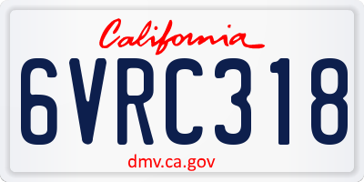 CA license plate 6VRC318