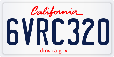 CA license plate 6VRC320