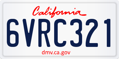 CA license plate 6VRC321