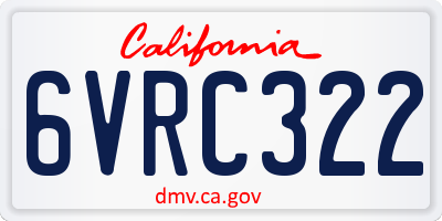 CA license plate 6VRC322