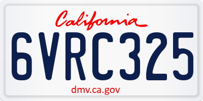 CA license plate 6VRC325