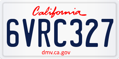CA license plate 6VRC327