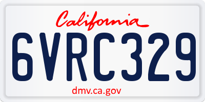 CA license plate 6VRC329