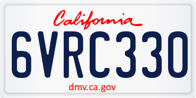 CA license plate 6VRC330